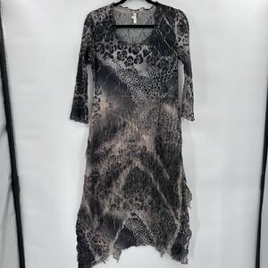 Lindi Womens Layered Lace Forest Fairy Dress‎ Size Large Crinkle Whimsigoth